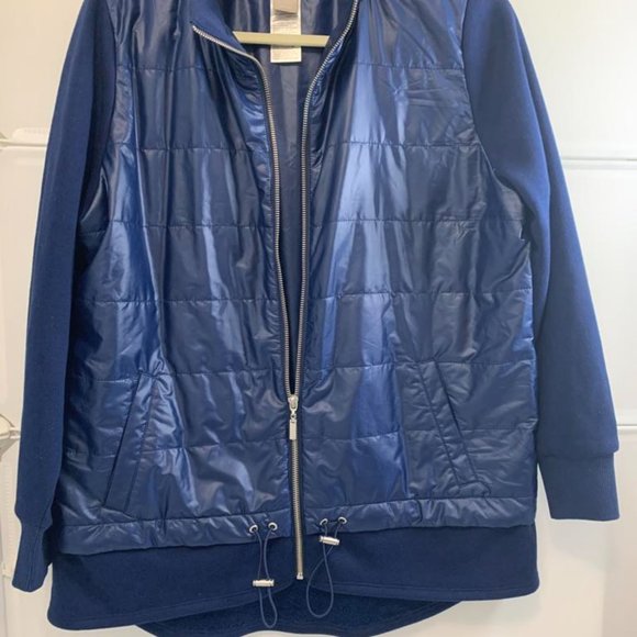 ZENERGY by CHICO'S 1 (M/8-10) Blue Drawstring Waist Zip Jacket Pockets EUC - Picture 4 of 12